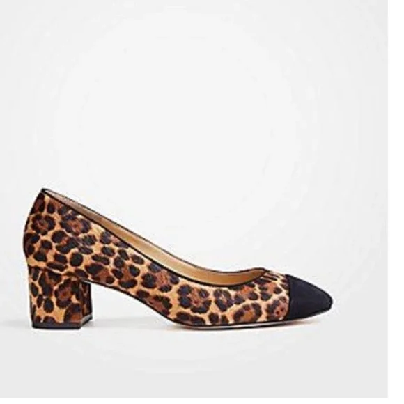 Ann Taylor Odelia Haircalf Cap Toe Pump Leopard Size 7 - Picture 1 of 8